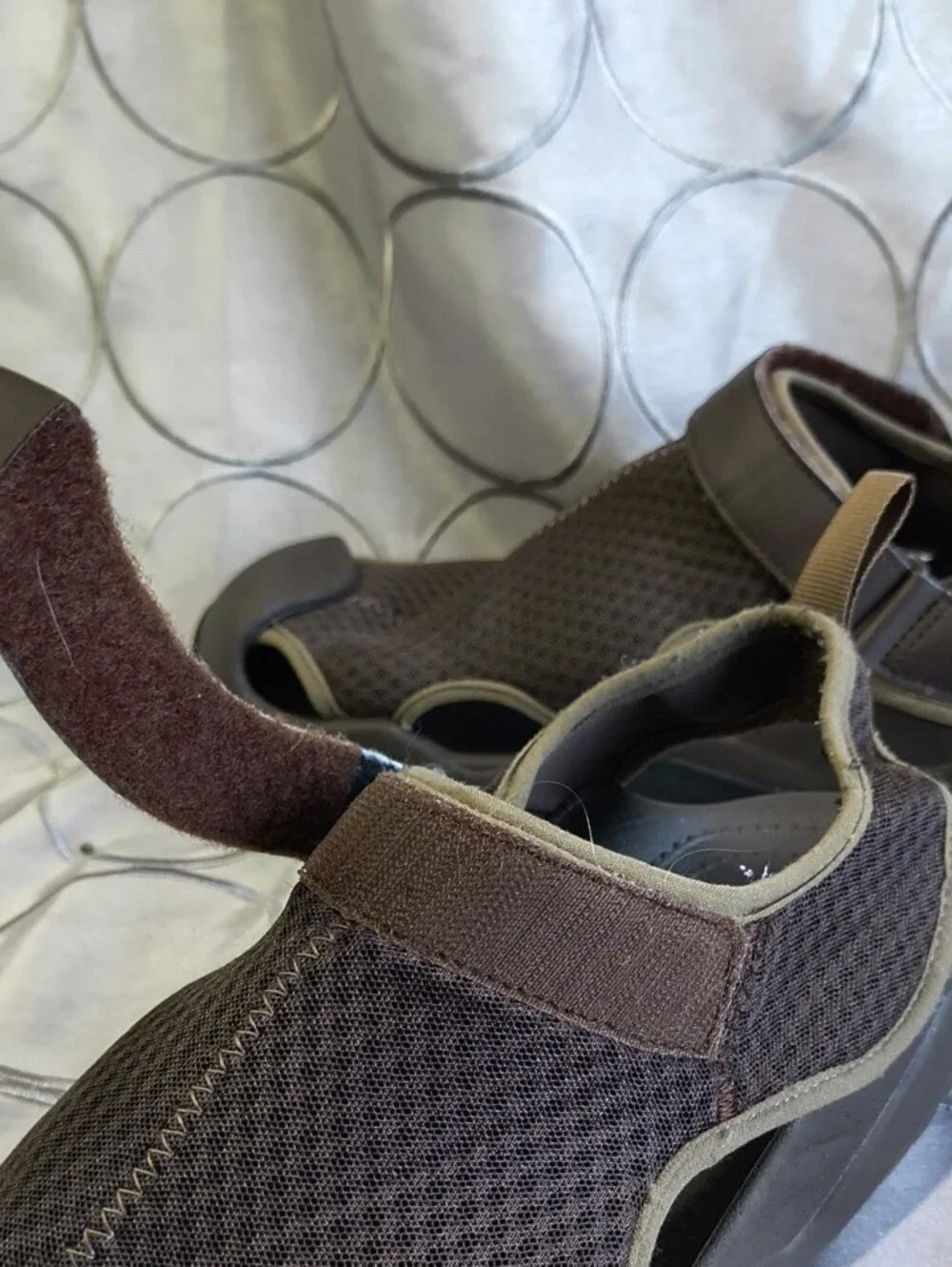CROCS Men’s Brown Mesh Sport Slide Sandals Size 14 AB